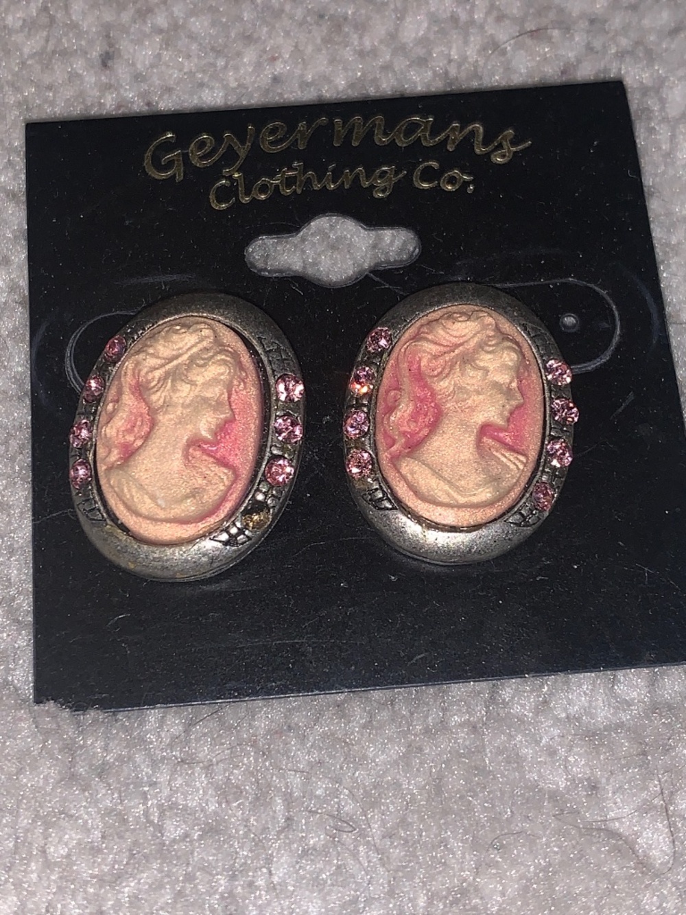Pink Cameo Statement Earrings